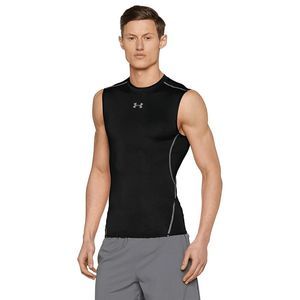 NEW Men S UNDER ARMOUR  HeatGear Compression Mock Sleeveless Tank 1201165 Black